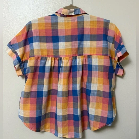 Madewell cotton Colorful Plaid Button-Up oversized Shirt - Picture 3 of 7